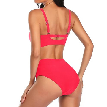 Vibrant Neon Red Swimsuit for Women with Tummy Control