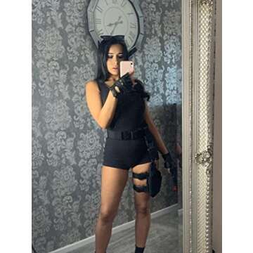 XXTAXN Women's Sexy One Piece Sleeveless V Neck Tank Top Rompers Short Bodycon Jumpsuit Black