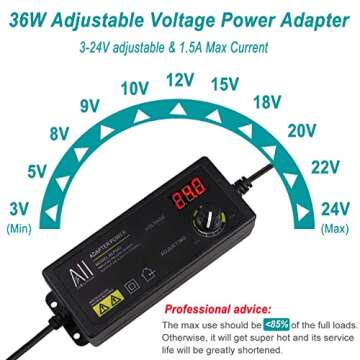 Universal 3V - 24V 1.5A 36W Adjustable DC Power Supply Adapter Speed Control Volt Display with Varia...