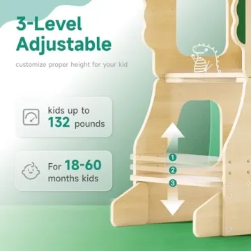 Ecotiny 3-in-1 Foldable Toddler Tower with Chalkboard