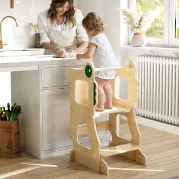 Ecotiny 3-in-1 Foldable Toddler Tower with Chalkboard