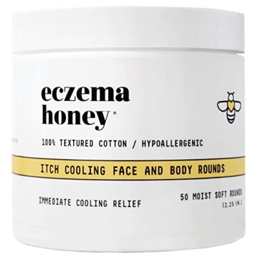 ECZEMA HONEY Itch Cooling Face & Body Rounds - Anti Itch Cotton Face Pads - Moisturizer for Eczema, ...