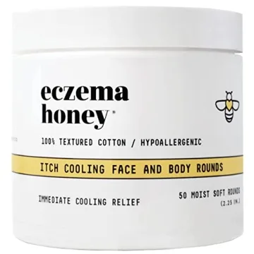 ECZEMA HONEY Itch Cooling Face & Body Rounds - Anti Itch Cotton Face Pads - Moisturizer for Eczema, ...