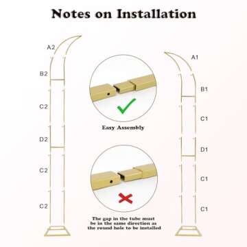 HeyMate Gold Curved Top Wedding Arch Set - 2 Sizes