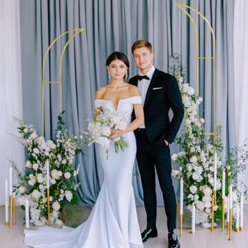 HeyMate Gold Curved Top Wedding Arch Set - 2 Sizes