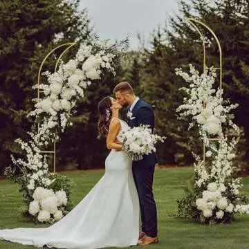 HeyMate Gold Curved Top Wedding Arch Set - 2 Sizes