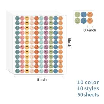ANSTROUT 6000 Pieces Boho Happy Smile Face Stickers for School Reward Behavior Chart,3/8 Inch in Dia...