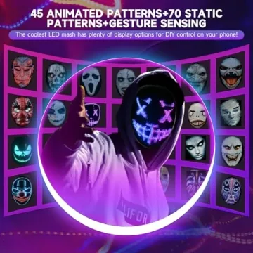 Funle LED Mask App Controlled Light-Up Mask for Parties