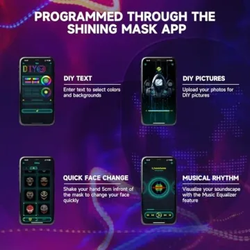 Funle LED Mask App Controlled Light-Up Mask for Parties