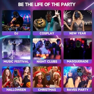 Funle LED Mask App Controlled Light-Up Mask for Parties