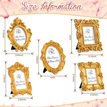 Maitys 15 Pcs Mini Picture Vintage Frames Tiny Antique Photo Baroque Ornate Resin Oval Frame Table T...