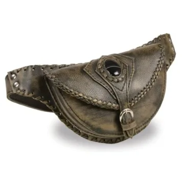 Milwaukee Leather Women's Distress Brown Braided Hip Bag