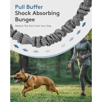 MIDOG Hands Free Dog Leash - Adjustable Length Waist Leash for Dog Walking,Multifunctional Runing Leash with Ziiper Pouch for Large Dogs,Grey,4FT-7FT