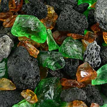 Kilauea Forest - Fire Glass and Lava Rock Blend for Indoor and Outdoor Fire Pits or Fireplaces | 10 ...