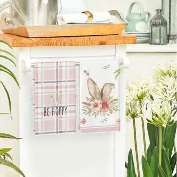 Artoid Mode Pink Bunny Rabbit Kitchen Towels Set of 4