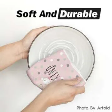 Artoid Mode Pink Bunny Rabbit Kitchen Towels Set of 4