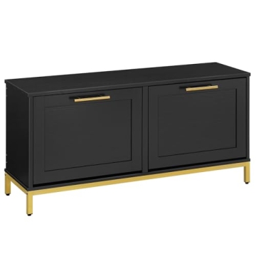 Elegant HOOBRO Shoe Bench for Stylish Entryway Storage with Flip Drawers