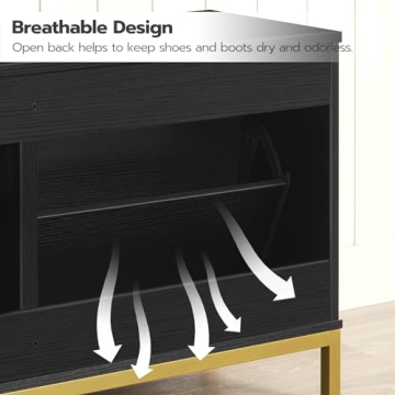 Stylish HOOBRO Shoe Bench with Concealed Flip Drawers