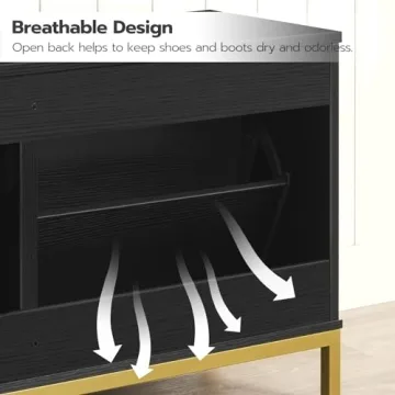 Stylish HOOBRO Shoe Bench with Concealed Flip Drawers