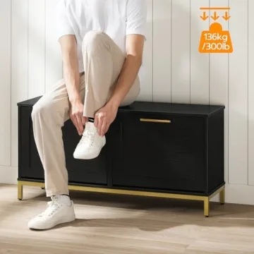 Stylish HOOBRO Shoe Bench with Concealed Flip Drawers