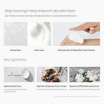 LAGOM Cellup Micro Deep Cleansing Foam, A hydrating facial cleanser with Aqualicia that gently removes makeup, impurities, whipped-cream-like micro-bubble All skin types 4.05 Fl Oz