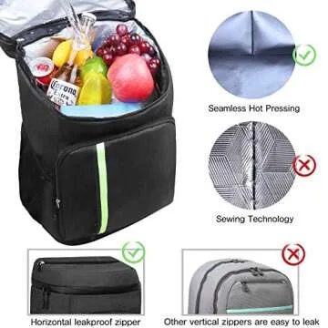 SEEHONOR Insulated Cooler Backpack Leakproof Soft Cooler Bag Lightweight Backpack with Cooler for Lunch Picnic Hiking Camping Beach Park Day Trips 45 Cans