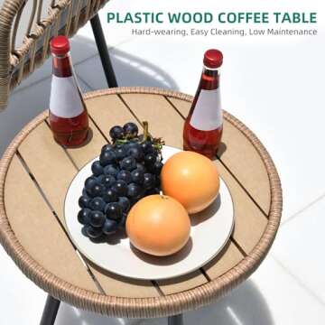 YITAHOME 5-Piece Outdoor Wicker Furniture Set, All-Weather Patio Bistro Set with Footrest, Small Patio Conversation Set for Balcony Outside, Outdoor Chairs with Ottomans and Coffee Table