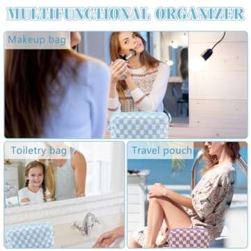 ZLFSRQ Checkered Makeup Bag Set for Women Travel