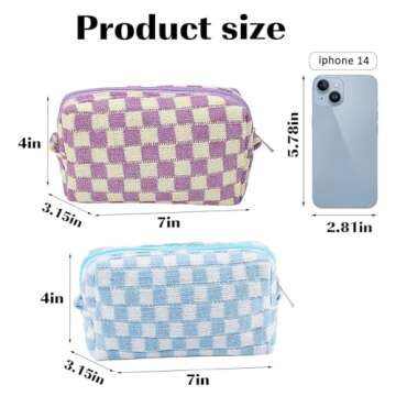 ZLFSRQ Checkered Makeup Bag Set for Women Travel