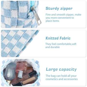 ZLFSRQ Checkered Makeup Bag Set for Women Travel
