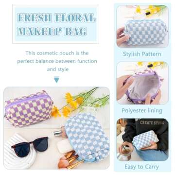 ZLFSRQ Checkered Makeup Bag Set for Women Travel