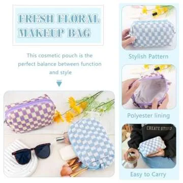ZLFSRQ Checkered Makeup Bag Set for Women Travel