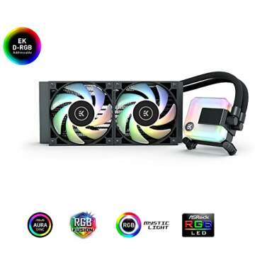 EK AIO 240mm, D-RGB All-in-One CPU Cooler with EK-Vardar High-Performance PMW Fans, Water Cooling Co...