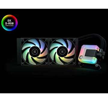 EK AIO 240mm, D-RGB All-in-One CPU Cooler with EK-Vardar High-Performance PMW Fans, Water Cooling Computer Parts, 120mm Fan, Intel 115X/1200/2066, AMD AM4