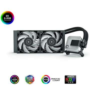 EK AIO 240mm, D-RGB All-in-One CPU Cooler with EK-Vardar High-Performance PMW Fans, Water Cooling Computer Parts, 120mm Fan, Intel 115X/1200/2066, AMD AM4