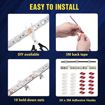 Lrimauix RV Awning Lights, 12V 16.4FT White Camping Awning Lights, Motorhome Travel Trailer Food Trucks Van Waterproof Canopy Led Strip Lighting, RV Exterior Underglow Light