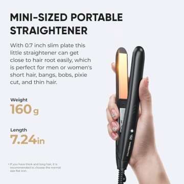 VANESSA PRO Mini Flat Iron Hair Straightener, Small Flat Irons for Short Hair, Travel Curling Iron Dual Voltage for Europe(0.7-inch)