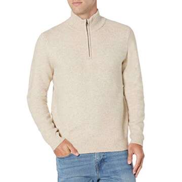 Amazon Essentials Men's Long-Sleeve Soft Touch Quarter-Zip Sweater, Off-White, Medium
