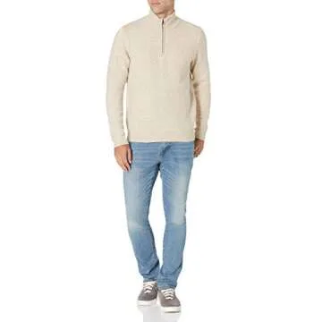 Amazon Essentials Men's Long-Sleeve Soft Touch Quarter-Zip Sweater, Off-White, Medium