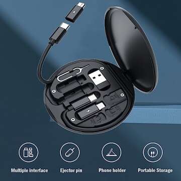 Yesimla USB Adapter Cable Conversion Storage Box, Multi-Type Charging Line Convertor iOS Device Type...