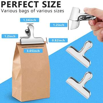 Chip Clips, 8 Pack Stainless Steel Chip Clips, Chip Clips Bag Clips Food Clips, Bag Clips for Food, Clips for Food Packages, Chip Bag Clips - Air Tight Seal, Heavy Duty Snack Clips Kitchen Clips