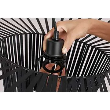 BK Fudid Vertigo Pendant Light Vintage Chandelier，Glass Fiber + Polyurethane Fiber Cloth Shadow Hat Lamp（High Adjustable），for Living Room Bedroom Dining Hall Corridor Bar，E27，max 40W Black 140CM