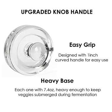 Jillmo Easy Grip Fermentation Weight- 4 Pack of Glass Weights for Wide Mouth Mason Jars