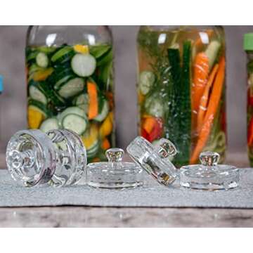 Jillmo Easy Grip Fermentation Weight- 4 Pack of Glass Weights for Wide Mouth Mason Jars