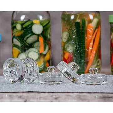 Jillmo Easy Grip Fermentation Weight- 4 Pack of Glass Weights for Wide Mouth Mason Jars