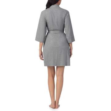 Nautica Womens Soft Robe - 3/4 Sleeve Lightweight Robe - Cotton Knit Jersey Sleepwear and Loungewear, Heather Grey, Medium
