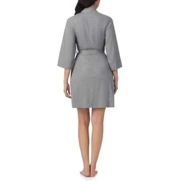 Nautica Womens Soft Robe - 3/4 Sleeve Lightweight Robe - Cotton Knit Jersey Sleepwear and Loungewear, Heather Grey, Medium