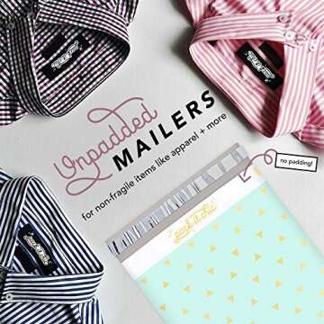 Pack It Chic - 10X13 (100 Pack) Mint Gold Triangles Poly Mailer Envelope Plastic Custom Mailing & Shipping Bags - Self Seal