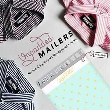 Pack It Chic - 10X13 (100 Pack) Mint Gold Triangles Poly Mailer Envelope Plastic Custom Mailing & Shipping Bags - Self Seal