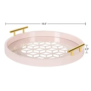 Kate and Laurel Caspen Tray - Elegant Round Serving Tray